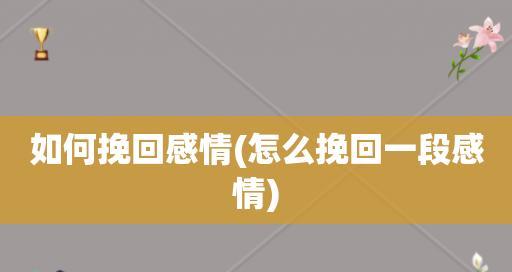男人的挽留艺术（用真诚和行动挽回感情的方法）